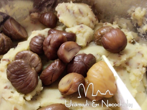 お手軽むけちゃってる甘栗とさつま芋で『栗きんとん』